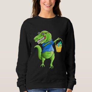 Dabbing T Rex Dinosaur Dancing With Easter Egg Eas Sweatshirt