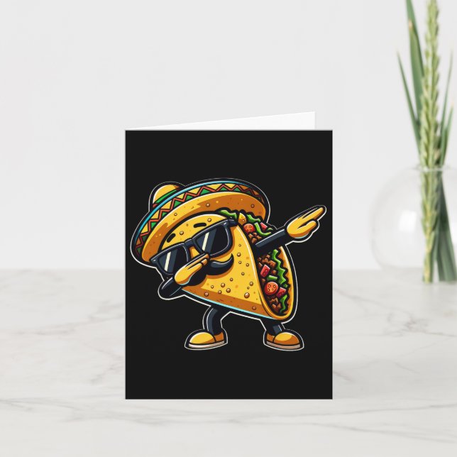 Dabbing Taco Cinco De Mayo Funny Mexican Fathers D Card (Front)