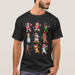 Dabbing Team Santa Mrs Claus Penguin Elf Christmas T-Shirt