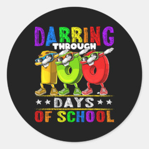 Dabbing Through 100 Days Of School 100th Day Schoo Classic Round Sticker