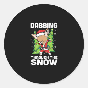 Dabbing Through Snow Chihuahua Christmas Dog Classic Round Sticker