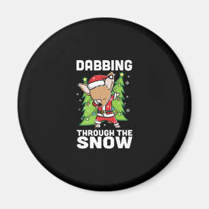 Dabbing Through Snow Chihuahua Christmas Dog Magnet