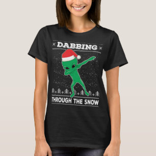 Dabbing Through The Snow Alien Santa Ugly Christma T-Shirt