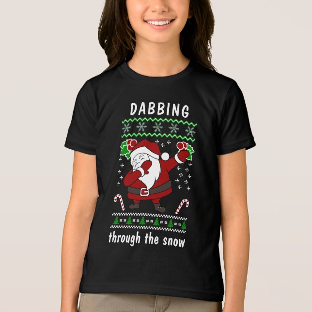 Dabbing Through the Snow Christmas Tri-Blend Shirt (Front)