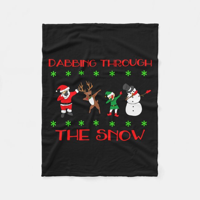 Dabbing Through The Snow Funny Christmas Design  Fleece Blanket (Front)
