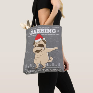 Dabbing Through The Snow Pug Ugly Christmas Sweate Tote Bag