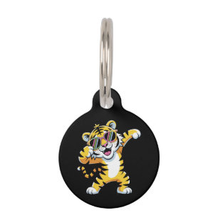 Dabbing Tiger with Sunglasses in Rainbow Funny  Pet Tag