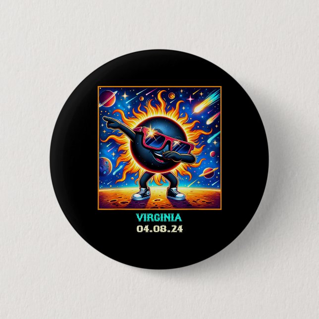 Dabbing Total Solar Eclipse Virginia VA 6 Cm Round Badge (Front)