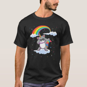 Dabbing Trash Panda Rainbow Raccoonicorn Unicorn R T-Shirt