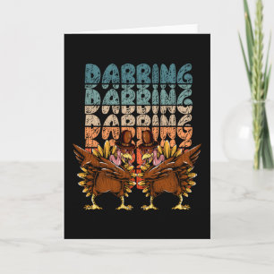 Dabbing Turkey Family Kids Matching Thanksgiving Card