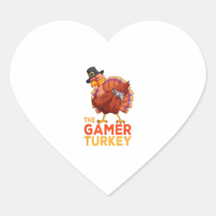 Dabbing Turkey Gamer Thanksgiving Gaming Kids Boys Heart Sticker