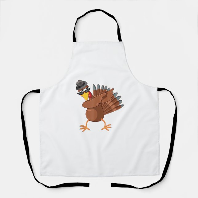 Dabbing Turkey Shirt Thanksgiving Boys Kids Men Tu Apron (Front)