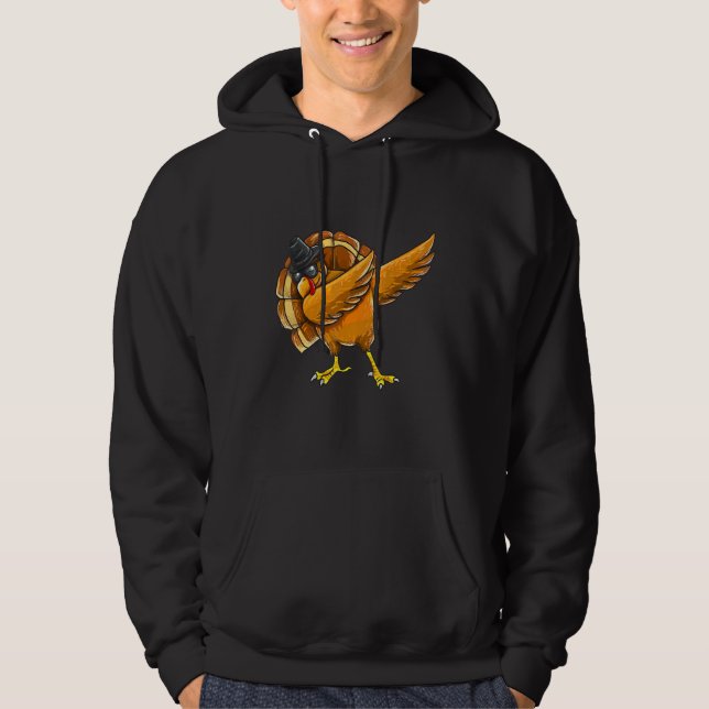 Dabbing Turkey Thanksgiving Boys Kids Men Turkey D Hoodie (Front)