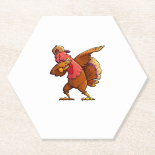 Dabbing Turkey Thanksgiving Boys Men Paper Coaster