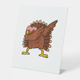 Dabbing Turkey Thanksgiving Day Pilgrim Boys Girls Pedestal Sign