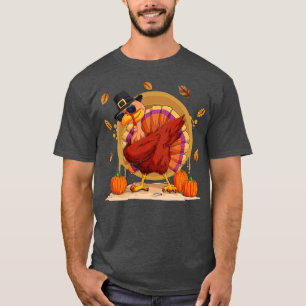 Dabbing Turkey Thanksgiving Day Pilgrim Boys Kids T-Shirt