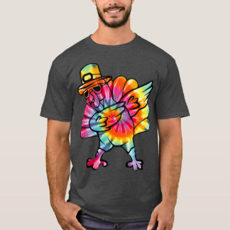 Dabbing Turkey tie dye Thanksgiving Day Gifts Pilg T-Shirt