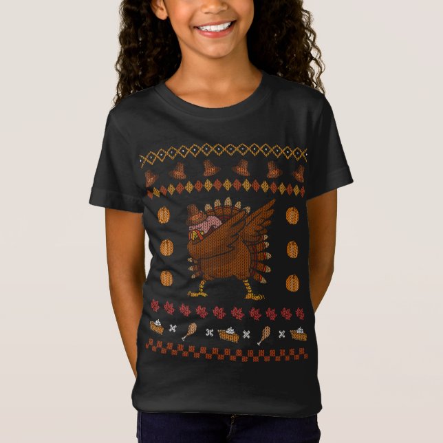 Dabbing Turkey Ugly Christmas Sweater Funny Thanks (Front)