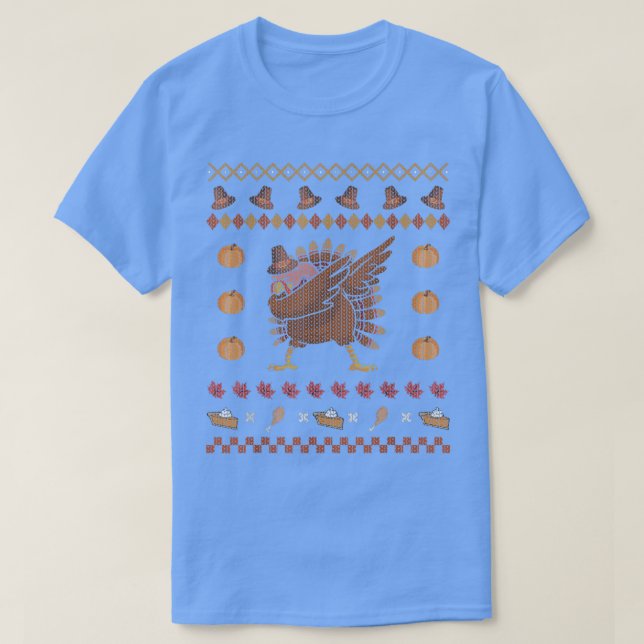 Dabbing Turkey Ugly Christmas Sweater Funny Thanks (Design Front)