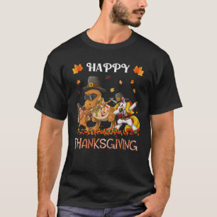 Dabbing Turkey Unicorn Dinosaur Happy Thanksgiving T-Shirt