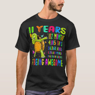 Dabbing Turtle 11 Years 132 Months Kids 11th Birth T-Shirt