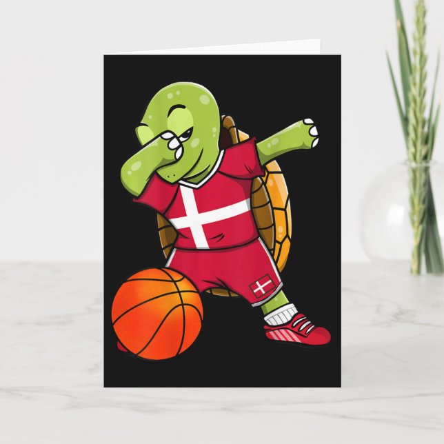 Dabbing Turtle Denmark Jersey Danish Sketll Lovers Card (Front)