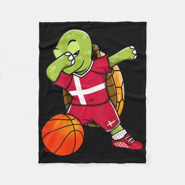 Dabbing Turtle Denmark Jersey Danish Sketll Lovers Fleece Blanket (Front)