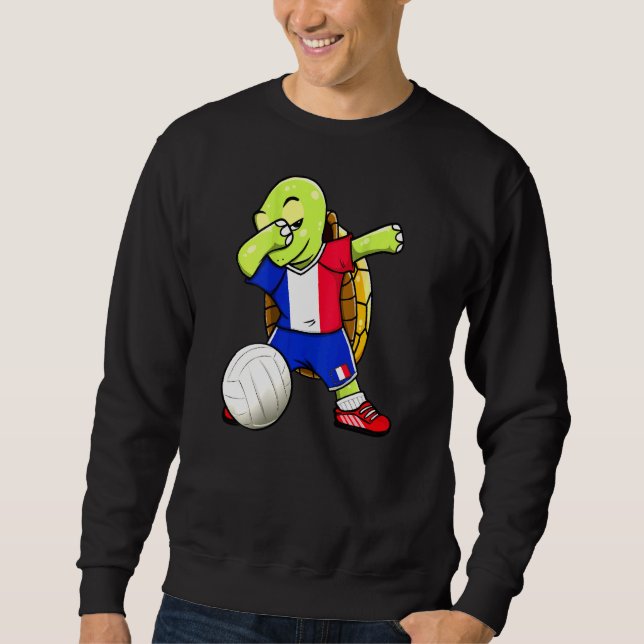 Dabbing Turtle France Volleyball Fans Jersey Frenc Sweatshirt (Front)