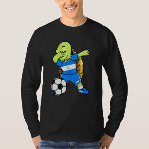 Dabbing Turtle Nicaragua Soccer Fans Jersey Flag F T-Shirt