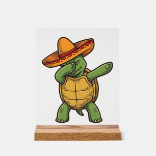 Dabbing Turtle Sombrero Vintage Vector Design_1 Acrylic Sign
