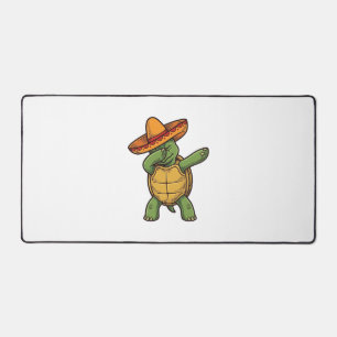 Dabbing Turtle Sombrero Vintage Vector Design_1 Desk Mat