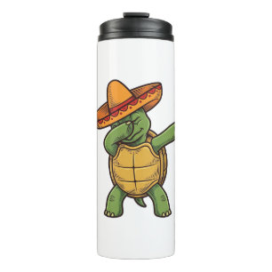 Dabbing Turtle Sombrero Vintage Vector Design_1 Thermal Tumbler