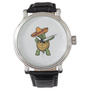 Dabbing Turtle Sombrero Vintage Vector Design_1 Watch