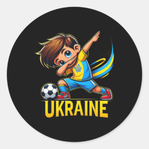 Dabbing Ukraina Children's Footll Jersey With Ukra Classic Round Sticker