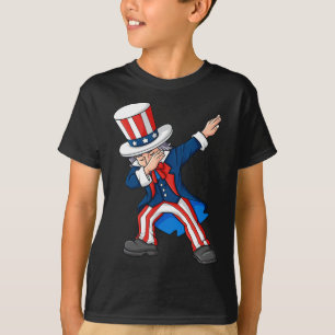 Dabbing Uncle Sam 4th Of July Dab Boys Girls Kids  T-Shirt
