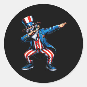 Dabbing Uncle Sam Funny 4th Of July Patriotic Boys Classic Round Sticker