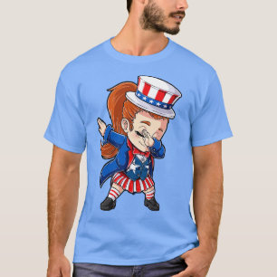 Dabbing Uncle Sam Girl 4th of July Girls Kids Gif T-Shirt