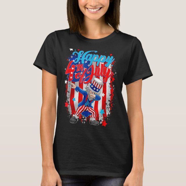 Dabbing Uncle Sam  Happy 4th Of July T-Shirt (Front)