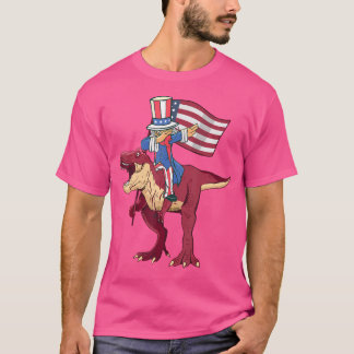 Dabbing Uncle Sam Riding Amerisaurus T Rex 4Th Of  T-Shirt