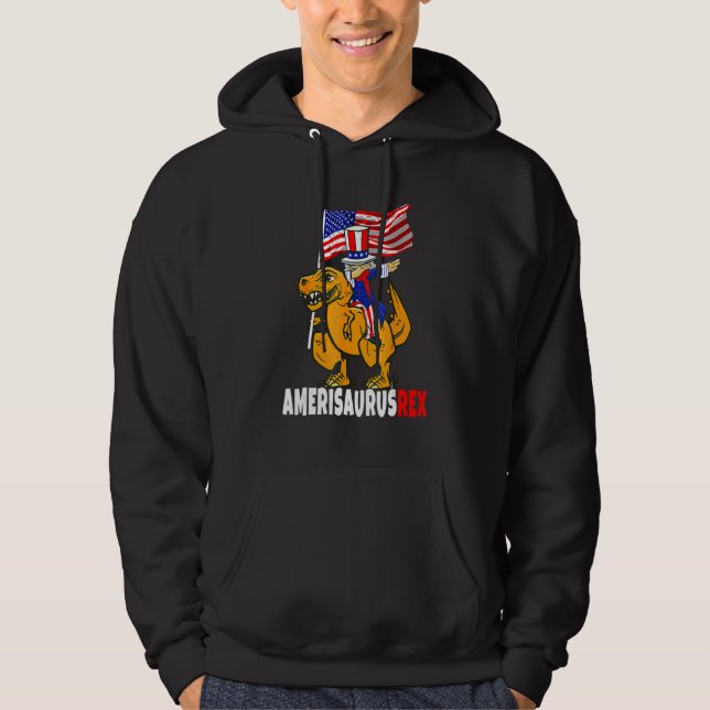 Dabbing Uncle Sam Riding Dinosaur Rex 4th Of July  Hoodie (Front)