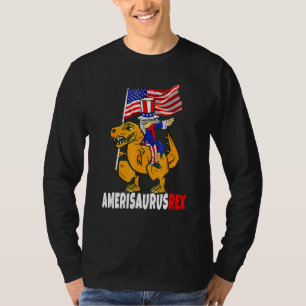 Dabbing Uncle Sam Riding Dinosaur Rex 4th Of July  T-Shirt