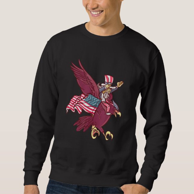 Dabbing Uncle Sam Riding Eagle 4th Of July For Kid Sweatshirt (Front)