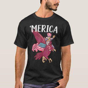 Dabbing Uncle Sam Riding Eagle Merica 4th Of July T-Shirt