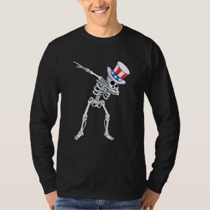 Dabbing Uncle Sam Skeleton 4th Of July T-Shirt