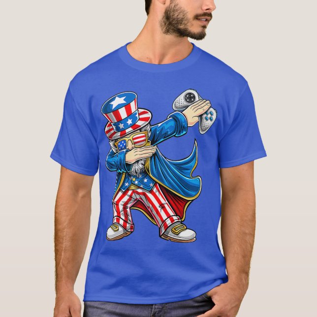 Dabbing Uncle Sam Video Game Controller 4th of T-Shirt (Front)