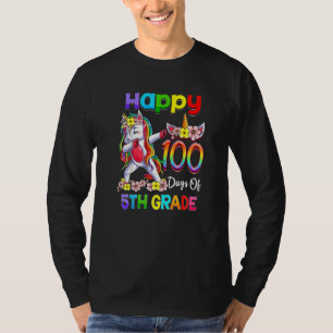 Dabbing Unicorn 100th Day Of School 5th Grade Girl T-Shirt