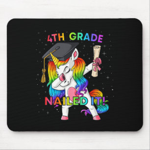 Dabbing Unicorn 4th Grade Nailed It Graduation Gir Mouse Pad