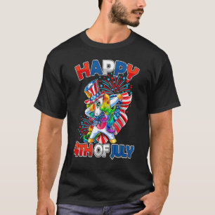 Dabbing Unicorn 4th Of July  Girls Kids Women Amer T-Shirt
