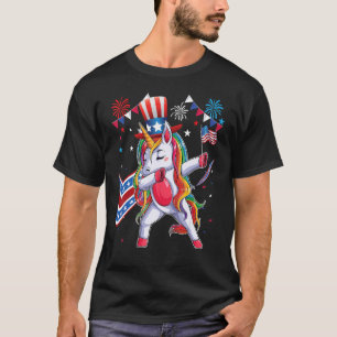 Dabbing Unicorn 4th Of July Girls Kids Women Boys T-Shirt