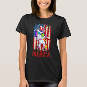 Dabbing Unicorn 4th Of July Women Girls American U T-Shirt